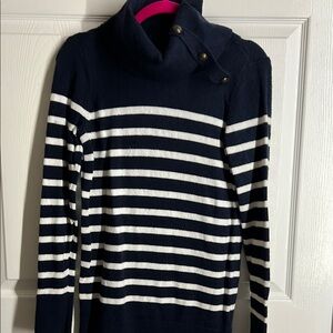 Nautica Navy Striped Sweater with Button Detail